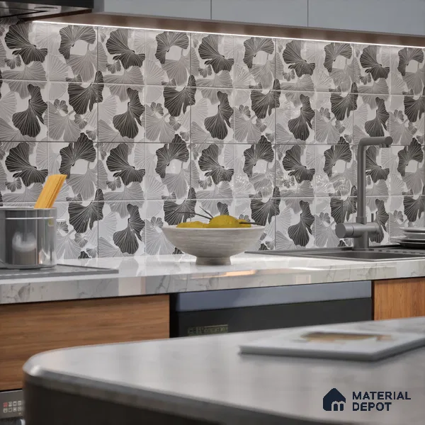 Floral Wall Tile TL 07244 Florina 1001 1 ft x 1 ft Ceramic Glossy Finish - 9 mm  | 2 mm Spacer is Mandatory | Please Expect a Slight Variation of Pattern (Sample)